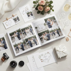 Personalised Any Name Photo Album Large Linen Cover Self Adhesive Pages With Wildflowers