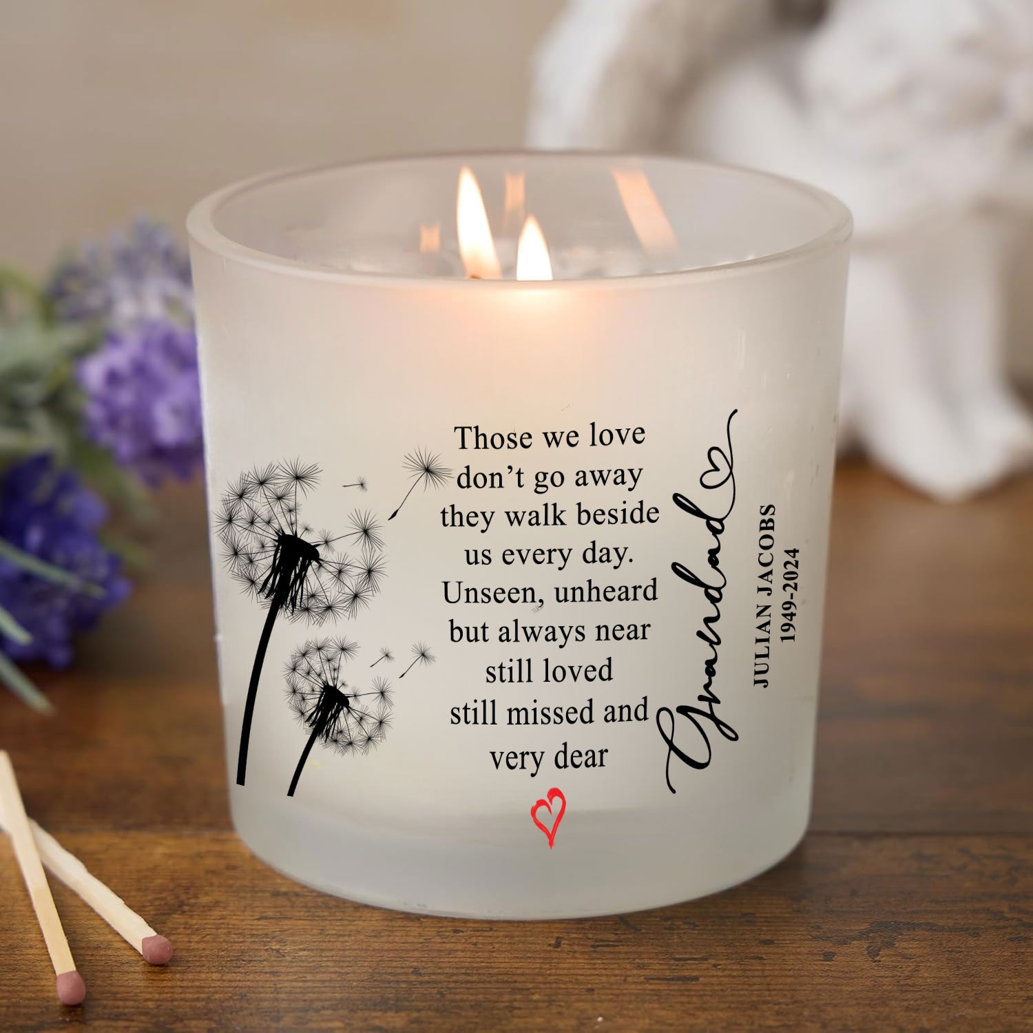 Personalised Condolence Sympathy gift Remembrance Candle Grandad personalised Candle Lights ukgiftstoreonline