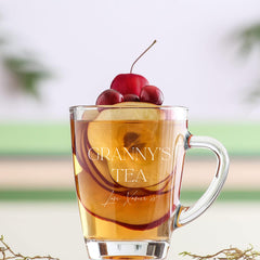 Personalised Engraved Glass Tea Cup Coffee Cup Hot Chocolate Any Occasion