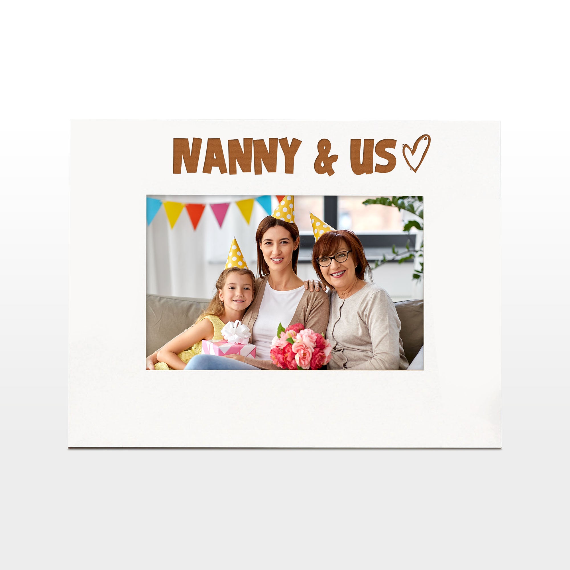 White Engraved Nanny and Us Picture Photo Frame Heart Gift Landscape Photo Frame ukgiftstoreonline