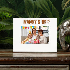 White Engraved Nanny and Us Picture Photo Frame Heart Gift Landscape