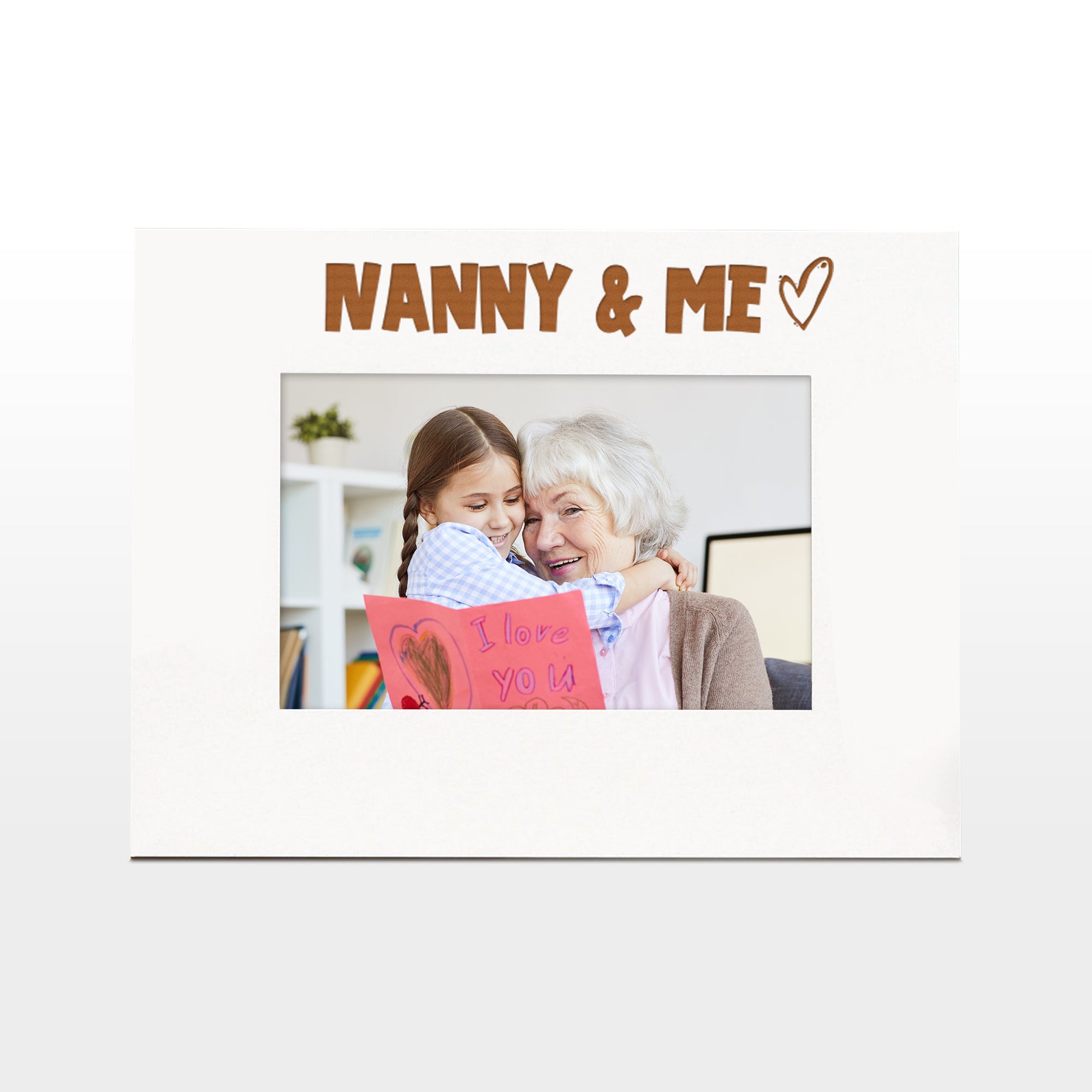White Engraved Nanny and Me Picture Photo Frame Heart Gift Landscape Photo Frame ukgiftstoreonline