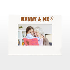 White Engraved Nanny and Me Picture Photo Frame Heart Gift Landscape