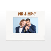 White Engraved Wedding Picture Photo Frame Mr & Mr Heart Gift Landscape
