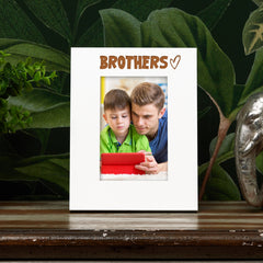 White Engraved Brothers Picture Photo Frame Heart Gift Portrait