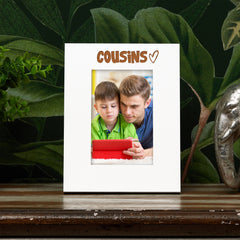 White Engraved Cousins Picture Photo Frame Heart Gift Portrait