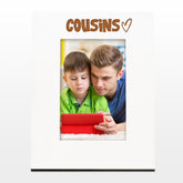 White Engraved Cousins Picture Photo Frame Heart Gift Portrait