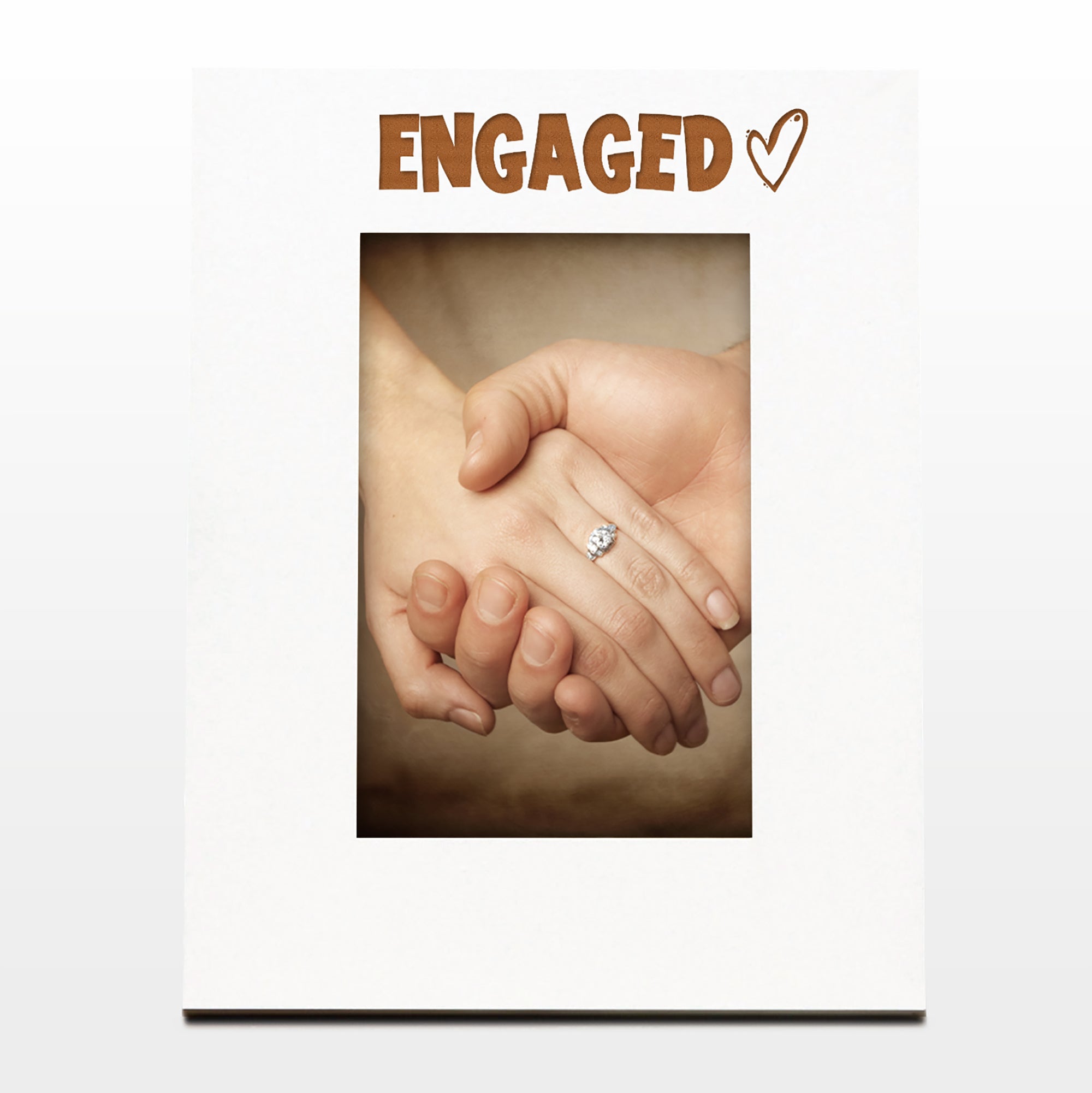 White Engraved Engaged Heart Photo Frame Gift Portrait Family Photo frame ukgiftstoreonline