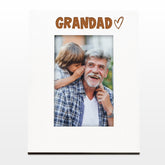 White Engraved Grandad Picture Photo Frame Heart Gift Portrait