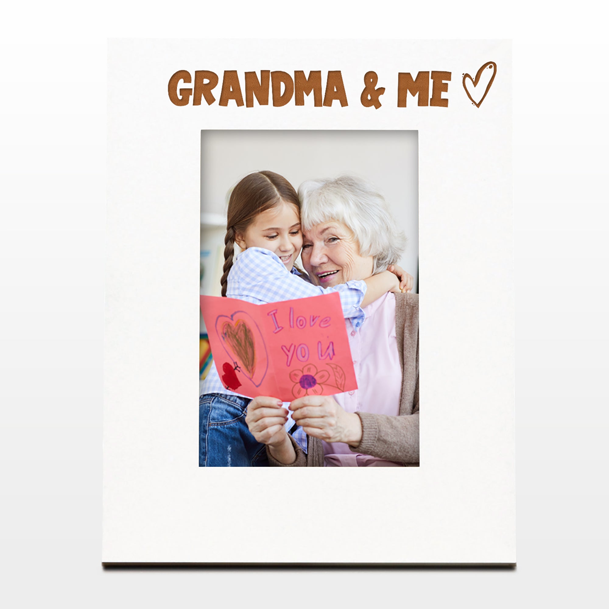 White Engraved Grandma and Me Picture Photo Frame Heart Gift Portrait Photo Frame ukgiftstoreonline