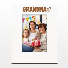 White Engraved Grandma Picture Photo Frame Heart Gift Portrait