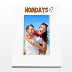 White Engraved Holiday Heart Photo Frame Gift Portrait