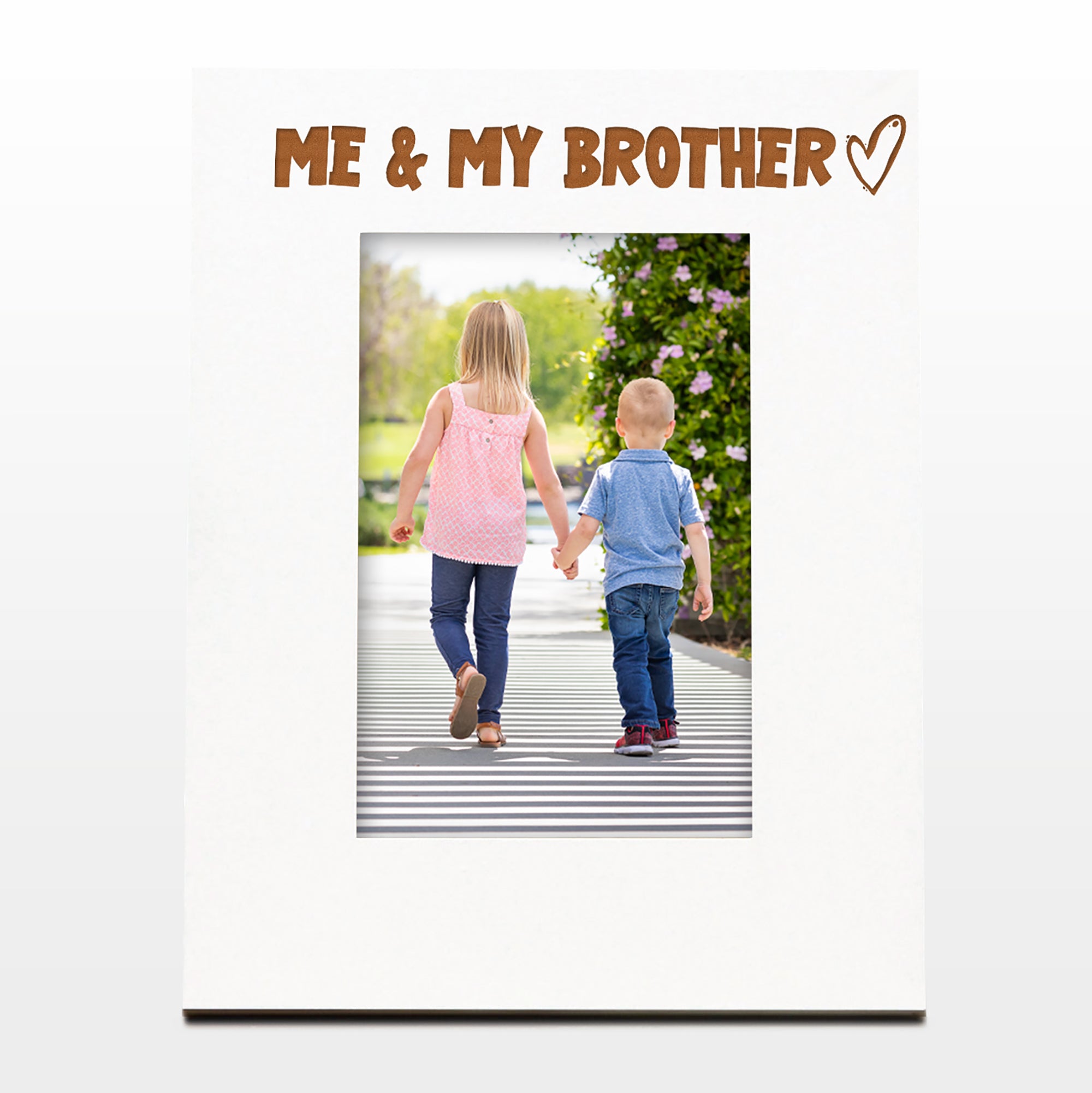 White Engraved Me and My Brother Picture Photo Frame Heart Gift Portrait Family Photo frame ukgiftstoreonline