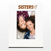 White Engraved Sisters Picture Photo Frame Heart Gift Portrait