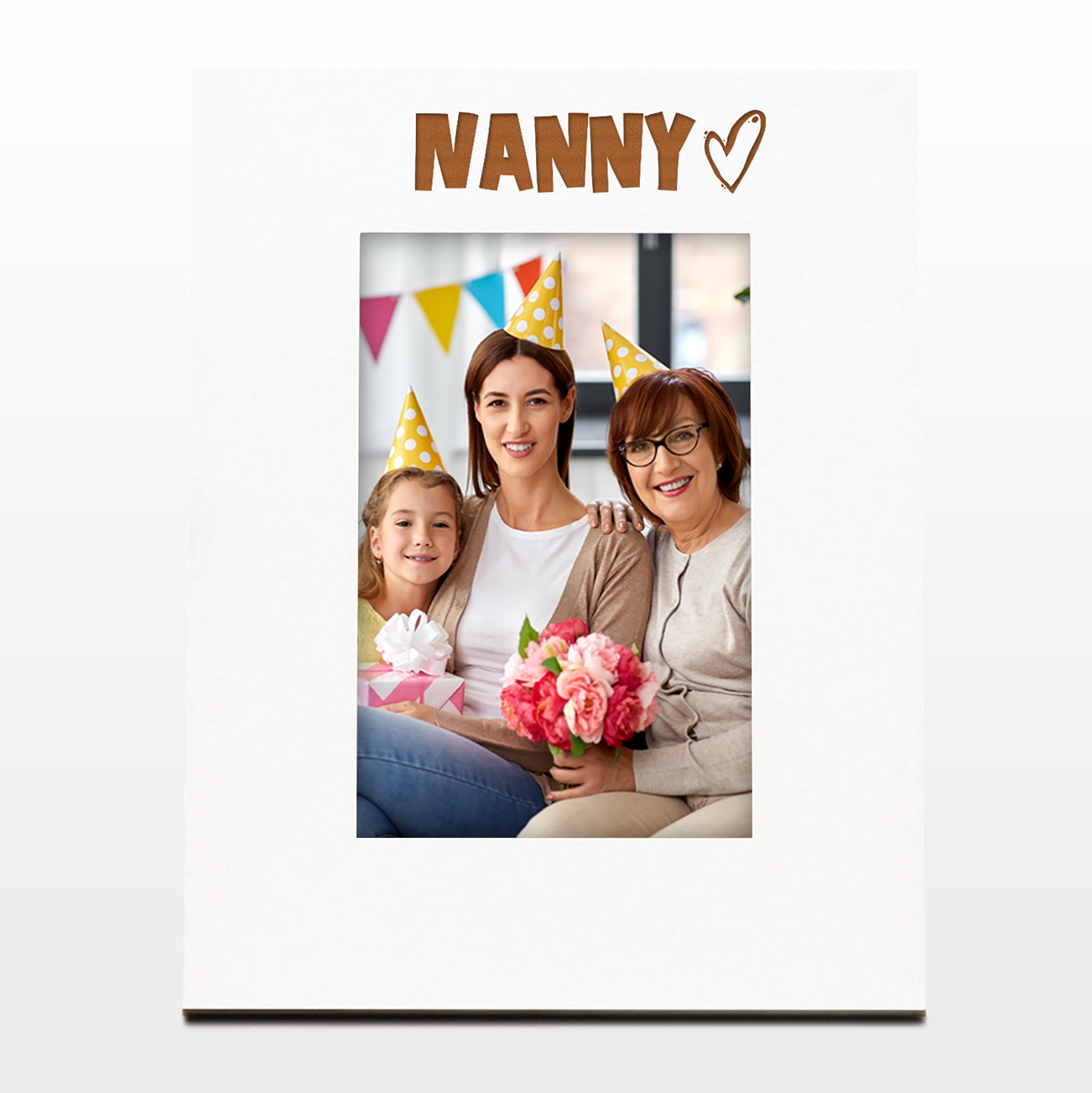 White Engraved Nanny Picture Photo Frame Heart Gift Portrait Photo Frame ukgiftstoreonline