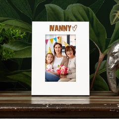 White Engraved Nanny Picture Photo Frame Heart Gift Portrait