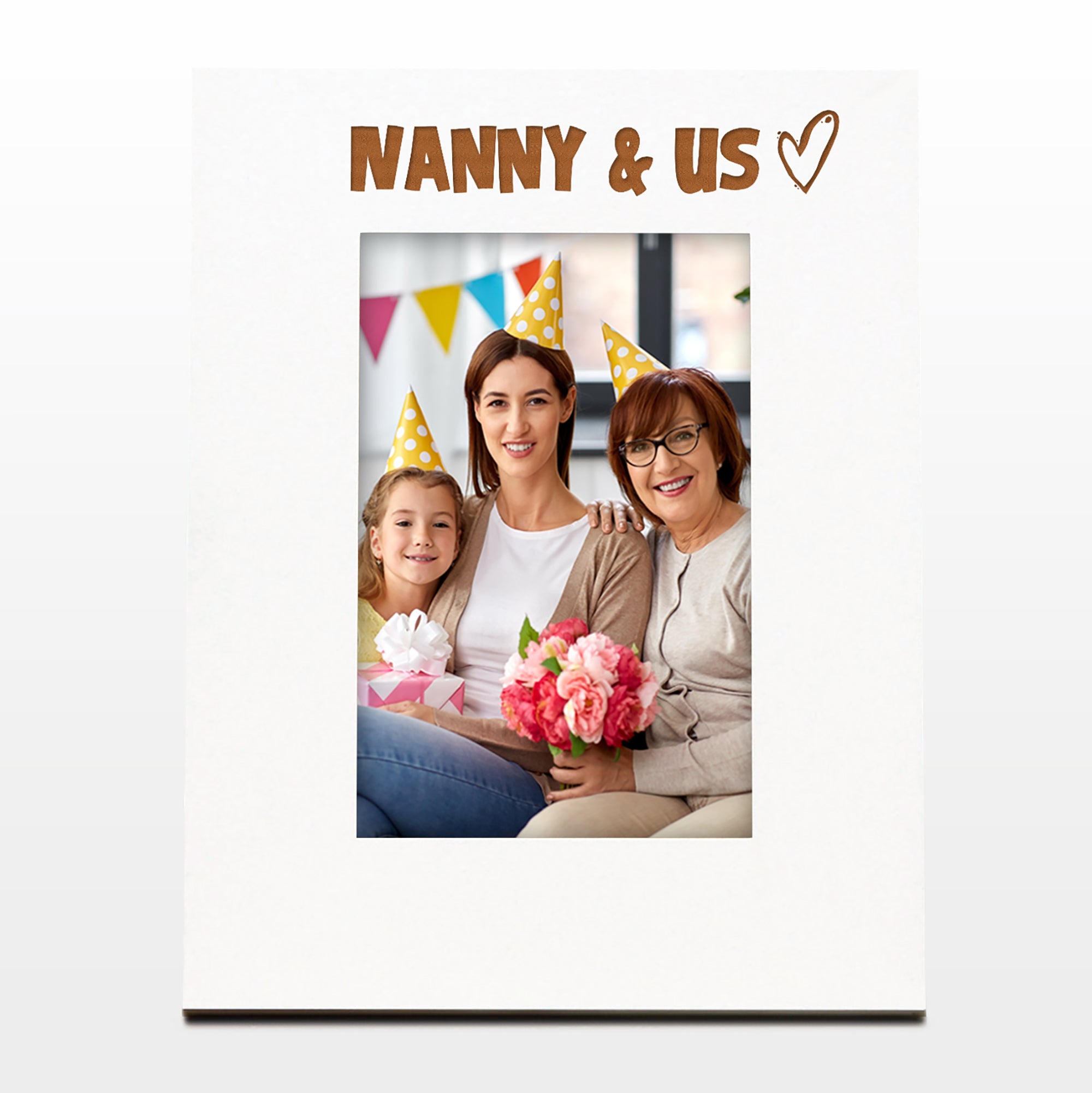 White Engraved Nanny and Us Picture Photo Frame Heart Gift Portrait Photo Frame ukgiftstoreonline