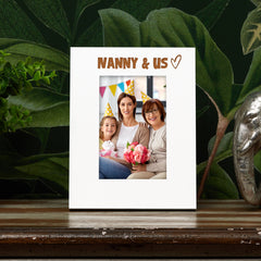 White Engraved Nanny and Us Picture Photo Frame Heart Gift Portrait