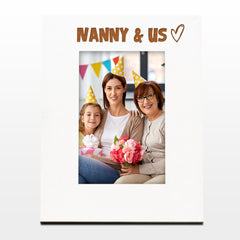 White Engraved Nanny and Us Picture Photo Frame Heart Gift Portrait