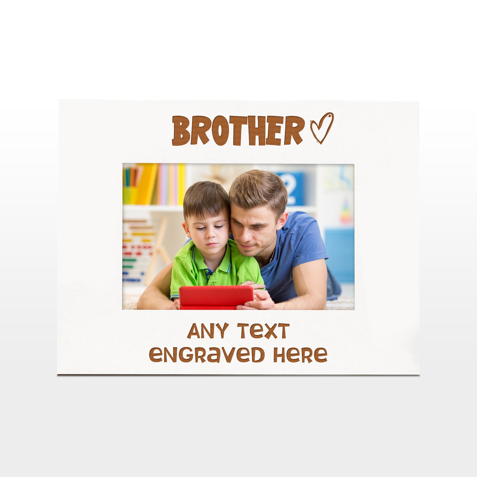 White Engraved Brother Personalised Photo Frame Heart Gift Family Photo frame ukgiftstoreonline