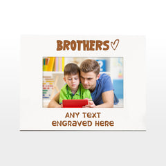 White Engraved Brothers Personalised Photo Frame Heart Gift Family Photo frame ukgiftstoreonline