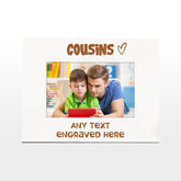 White Engraved Cousins Personalised Photo Frame Heart Gift