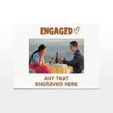White Engraved Engaged Personalised Photo Frame Heart Gift