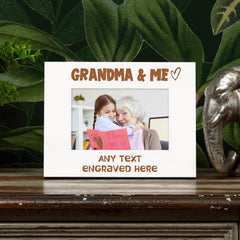 White Engraved Grandma And Me Personalised Photo Frame Heart Gift Family Photo frame ukgiftstoreonline