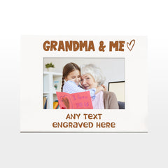 White Engraved Grandma And Me Personalised Photo Frame Heart Gift Family Photo frame ukgiftstoreonline