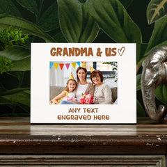 White Engraved Grandma And Us Personalised Photo Frame Heart Gift Family Photo frame ukgiftstoreonline