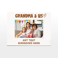 White Engraved Grandma And Us Personalised Photo Frame Heart Gift Family Photo frame ukgiftstoreonline