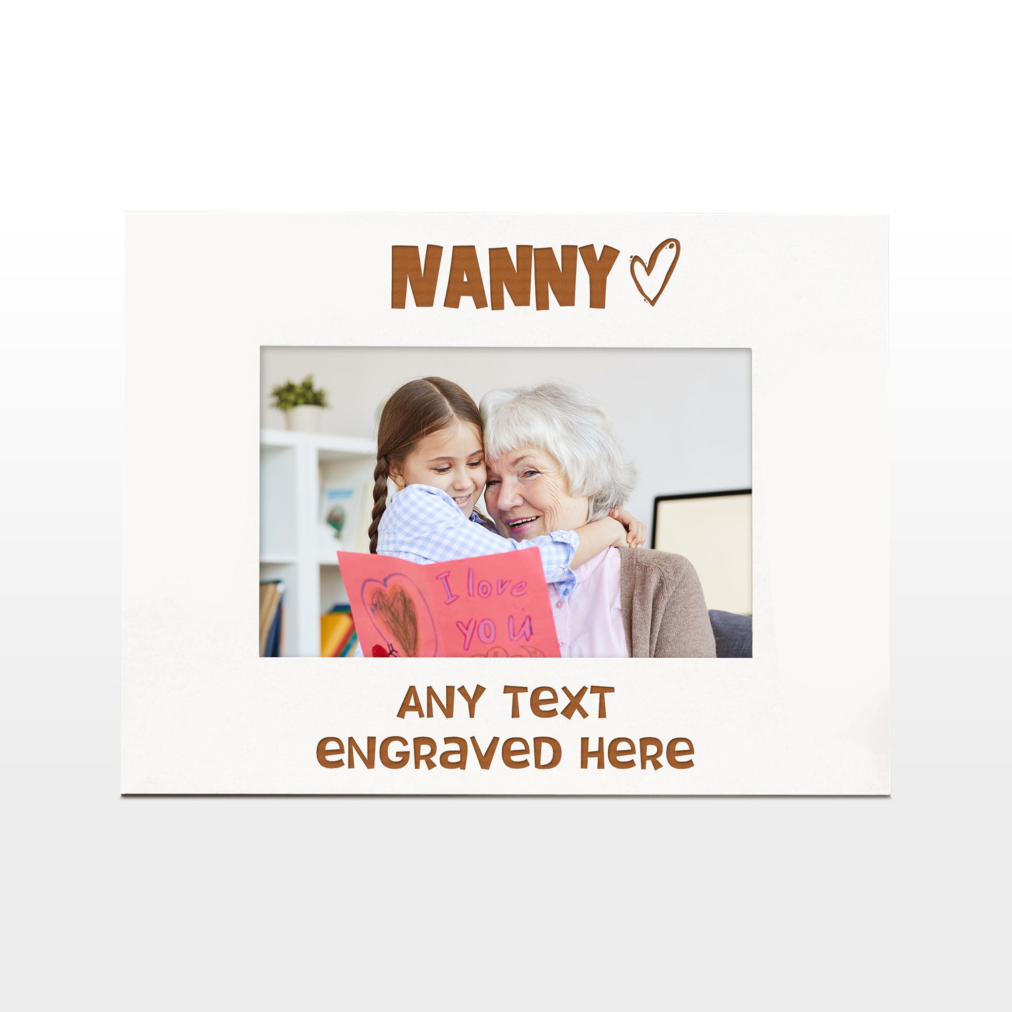 White Engraved Nanny Personalised Photo Frame Heart Gift Family Photo frame ukgiftstoreonline