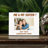 White Engraved Me And My Sister Personalised Photo Frame Heart Gift Family Photo frame ukgiftstoreonline