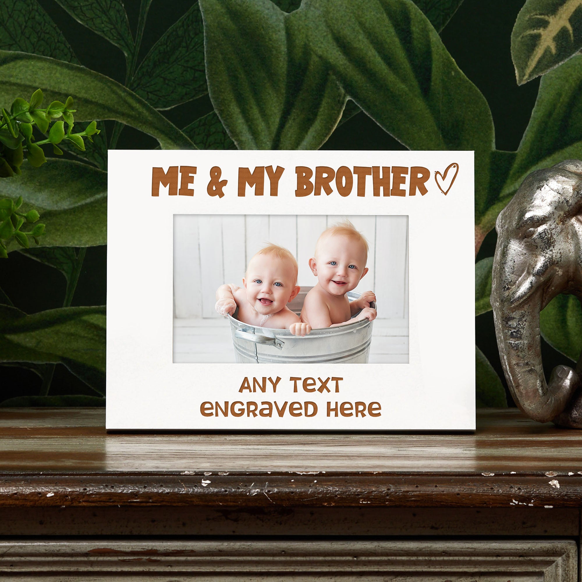 White Engraved Me And My Brother Personalised Photo Frame Heart Gift Family Photo frame ukgiftstoreonline