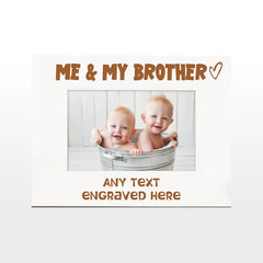 White Engraved Me And My Brother Personalised Photo Frame Heart Gift Family Photo frame ukgiftstoreonline
