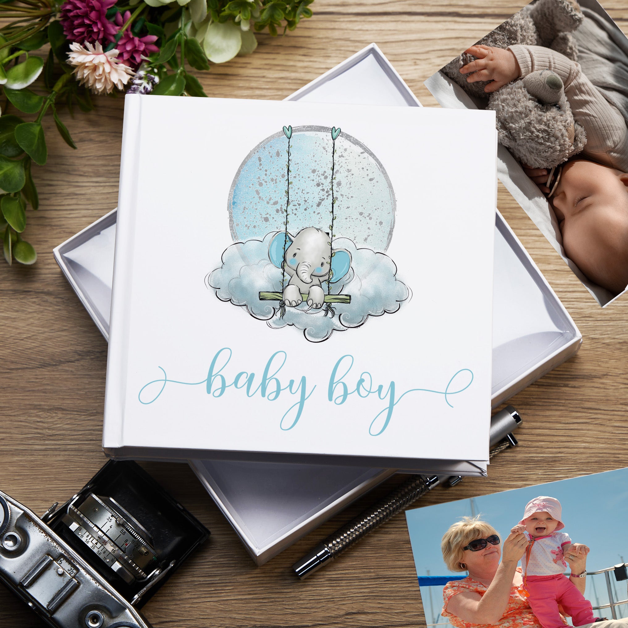 Baby Boy Elephant Photo Album Gift 50 x 6" x 4" Photos Pack of 5 Wholesale Trade Baby Boy Photo Album ukgiftstoreonline