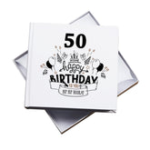50th Happy Birthday White Photo Album Gift 50 x 6" x 4" Photos