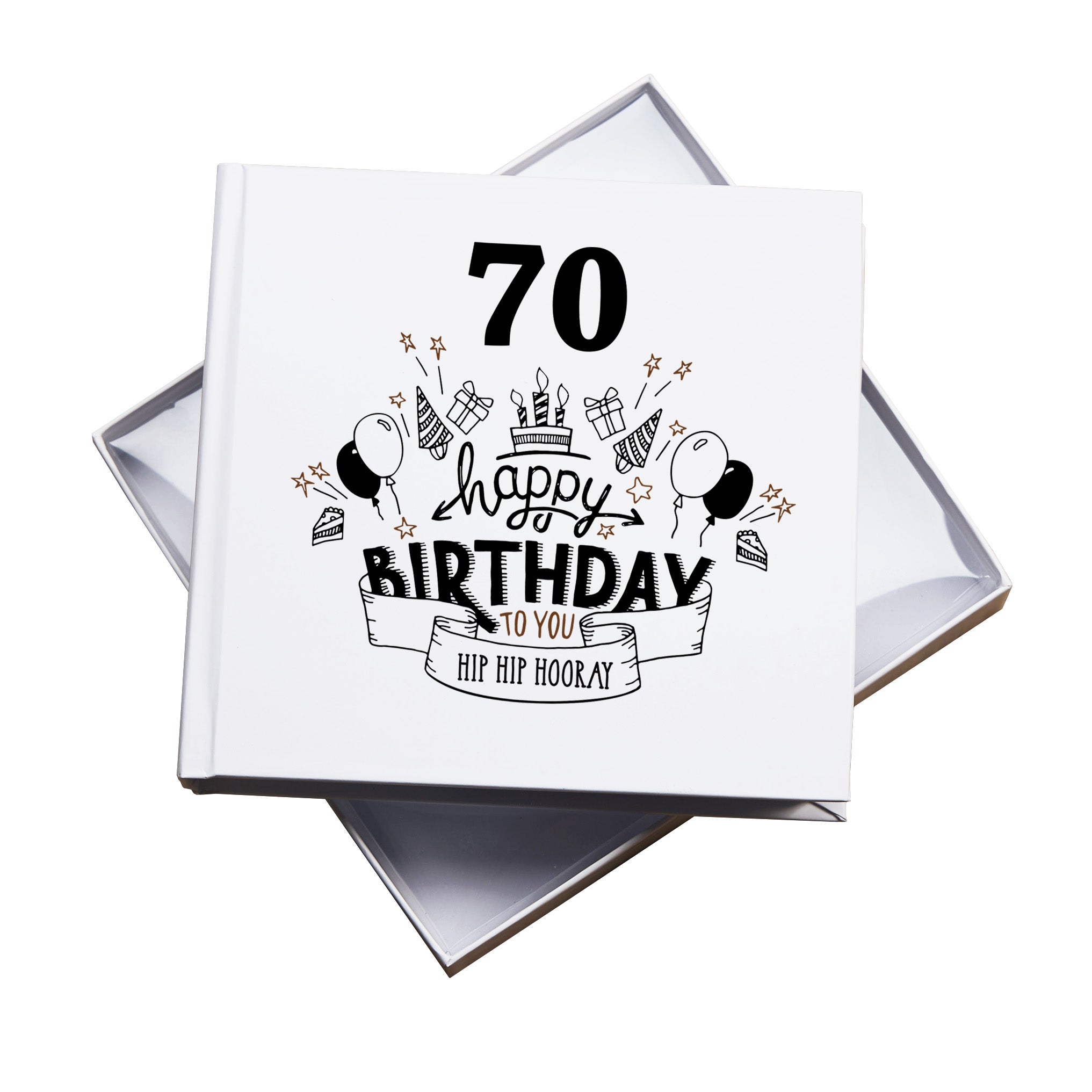 70th Happy Birthday White Photo Album Gift 50 x 6" x 4" Photos 70th Birthday Photo Album ukgiftstoreonline