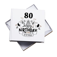 80th Happy Birthday White Photo Album Gift 50 x 6" x 4" Photos 80th Birthday Photo Album ukgiftstoreonline