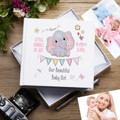 Baby Girl Photo Album with Elephant Design, Gift Boxed, Holds 50 6"x4" Photos Pack of 5 Wholesale Trade Baby Boy Photo Album ukgiftstoreonline