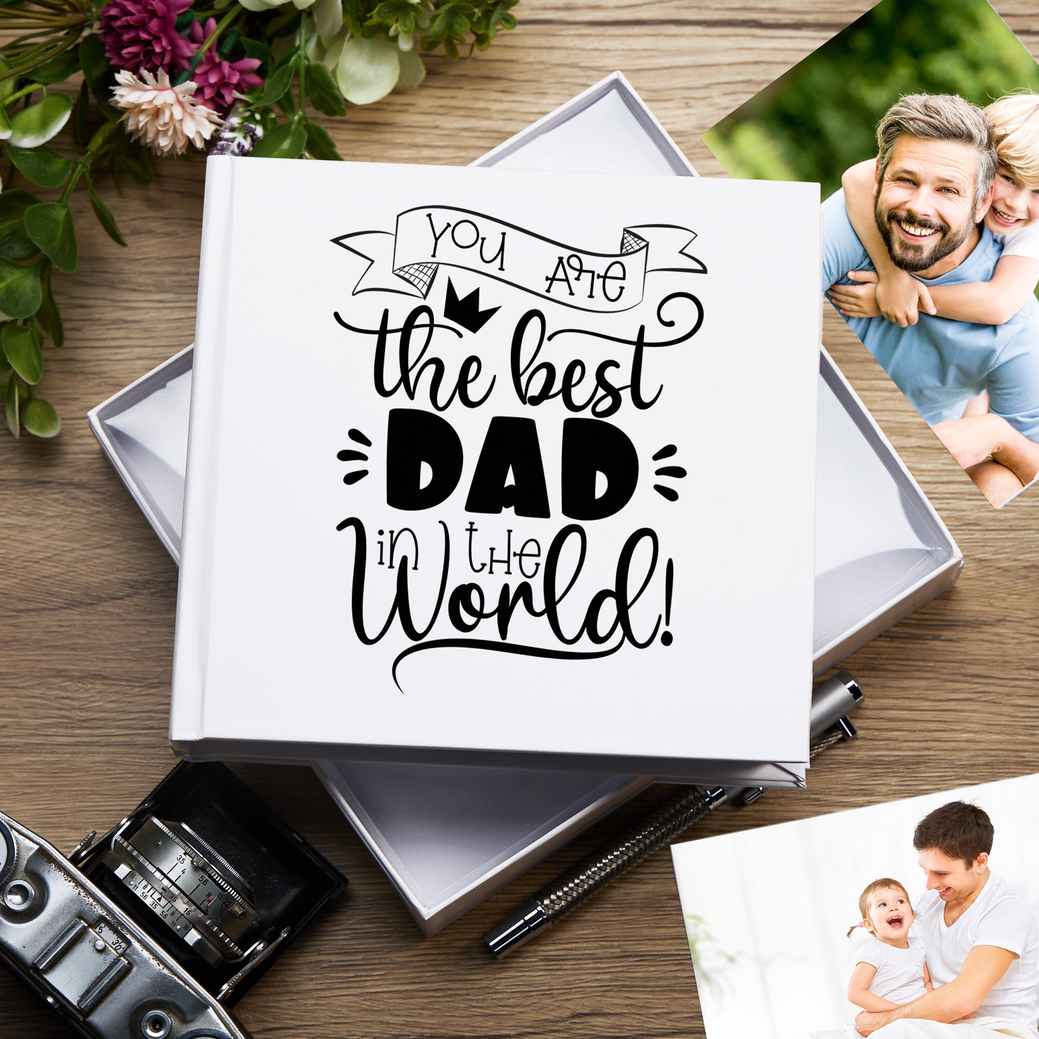Best Dad Photo Album, Gift Boxed, White Hardcover, Holds 50 6"x4" Photos, Father's Day Gift Dad Photo Album ukgiftstoreonline