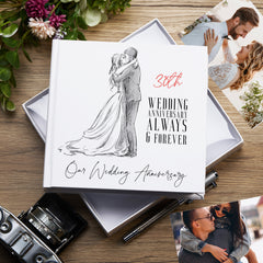 30th Wedding Anniversary Photo Album, White, Holds 50 Photos 6" x 4" , Gift Boxed