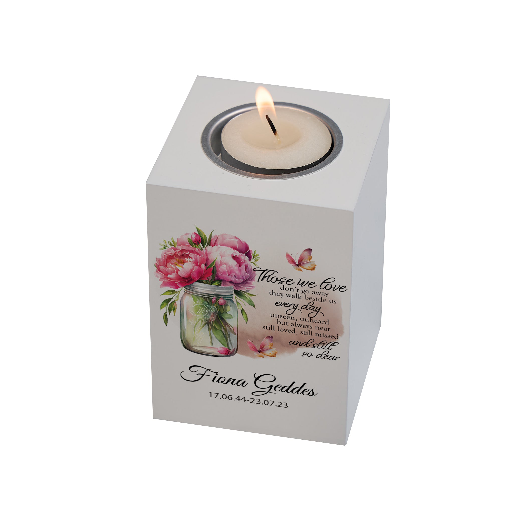 Personalised Remembrance Tea Light Candle Holder For Condolence & Memorial With Jar Tea Light Holder ukgiftstoreonline