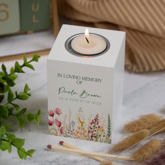 Custom Remembrance Tea Light Candle Holder For Memorial Personalised Condolence & Sympathy Gifts