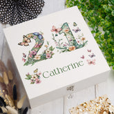 Personalised 21st Birthday Memory Box, Keepsake Box Gift With Flowers and Butterflies