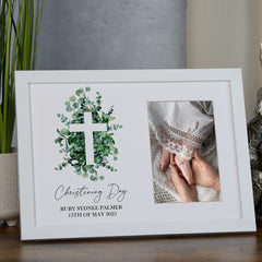 Personalised Christening Day Photo Frame Gift With Cross Christening Day Memory Keepsake