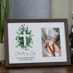 Personalised Christening Day Photo Frame Gift With Cross Christening Day Memory Keepsake