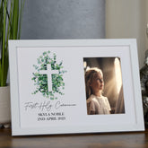 Personalised First Holy Communion White Photo Frame Gift With Cross