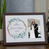 Personalised Wedding Photo Frame With Leaves and Sticks Design