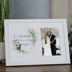 Personalised Wedding Photo Frame Gift With Botanical Design